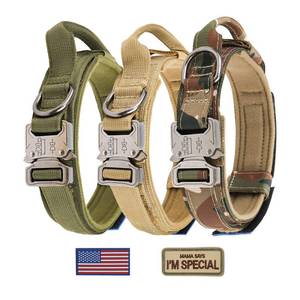 lot 19594 image: KCUCOP Tactical Dog Collar - Heavy Duty Dog Collar with Handle and Metal Buckle, Military Thick Dog Collars for Medium and Large Dogs(Upgrade Camo-XL, 2 Patches)