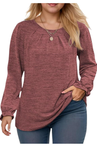 lot 19598 image: DOLNINE Womens-Plus-Size-Sweatshirts Ruffle Long Sleeve Fall Tops Casual Loose Pleating Shirts Dressy Crewneck Tunic Blouses - 2XL