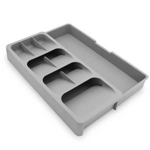 lot 19604 image: YUOIOYU Cutlery Organizer in Drawer, Expandable Compact Silverware Organizer for Kitchen Drawers, PP Plastic Kitchen Utensil Organizer for Flatware, Forks, Spoons, Silverware Tray for Drawer (Gray)