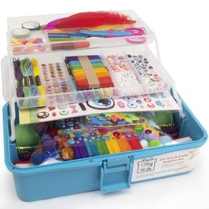 lot 19607 image: Olly Kids Craft Kits Library in a Plastic Craft Box Organizer- Craft and Art Supplies for Kids Ages 4 5 6 7 8 9 10 11 &12 Year Old Boys & Girls