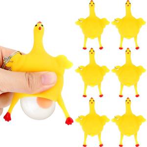 lot 19617 image: Civaner 6 Pieces 10cm Funny Rubber Chicken Keychain Novelty Laying Egg Chicken Toys Stress Relieve Toys Rubber Chicken Funny Chicken
