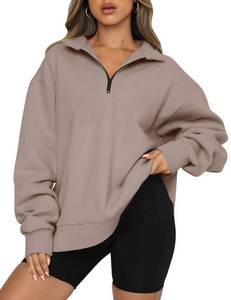 lot 19619 image: Trendy Queen Womens Oversized Sweatshirts Fall Fashion Hoodies Half Zip Pullover Long Sleeve - CoffeGrey - Small