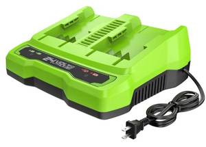 lot 19084 image: Greenworks 24V Dual Port Battery Charger (Genuine Greenworks Charger)
