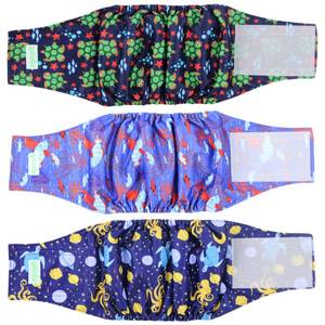 lot 19573 image: wegreeco Washable Dog Diapers - Washable Male Dog Belly Wrap - Pack of 3 (Turtle, X-Small)