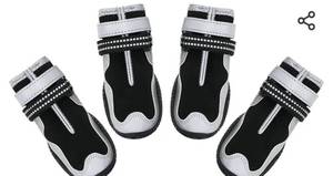 lot 19579 image: Dog Shoes Dog Paw Protector for Small Medium Large Dogs Boots with Reflective Strips Rugged Anti-Slip Rubber Sole for Outdoor Walking Winter Snow