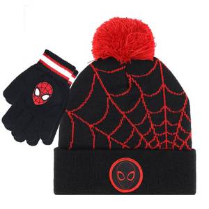 lot 19584 image: Marvel Spider-Man Kids Winter Hat and Snow Gloves for Boys and Toddlers, 2 Pc. Set, Pom-Pom Beanie with Warm Mittens