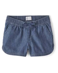 lot 19669 image: The Childrens Place Girls Denim Pull on Shorts, Rose Wash, 14