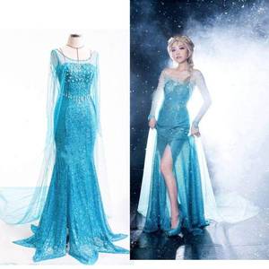 lot 19675 image: Snow Queen Princess Dress Women adult Fancy Party Dress Up Halloween Cosplay Costume (elsa1,XXL)