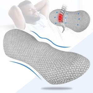 lot 19682 image: Lumbar Support Pillow - Memory Foam for Low Back Pain Relief, Ergonomic Streamline Car Seat, Office Chair, Recliner and Bed (Light Grey)