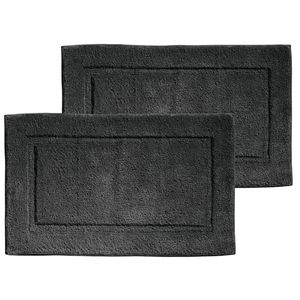 lot 19683 image: mDesign 100% Cotton Bath Mat - Soft Hotel-Style Rectangular Bathroom Floor Rug - Plush, Water Absorbent Cloth Bathmat for Outside BathtubShower, Machine Washable Cotton Bath Rug - 2 Pack - Black