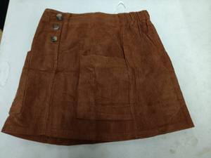 lot 20058 image: Plaid Skirts for Women Fall Fashion 2024 Wool Tweed Corduroy Pencil Brown Mini Skirt Winter Clothes, Brown, L