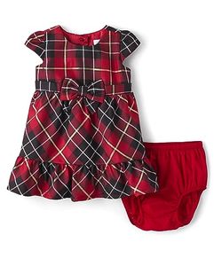 lot 20064 image: The Childrens Place Baby Girls and Newborn Holiday Dress, Red Plaid, 9-12 Months