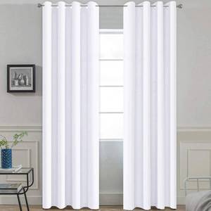 lot 20112 image: Yakamok Pure White Room Darkening Curtain Panels,Thermal Insulated Curtains, Solid Grommet Top Drapes for BedroomLiving Room, 52x96 Inch, 2 Panels