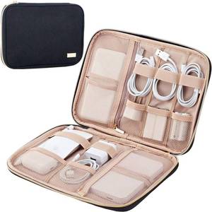 lot 20137 image: NISHEL Travel Cord Organizer Case,Tech Electronic Case, Travel Essentials for Charger, Cable, Phone, Hard Drive, USB, SD Card, Black