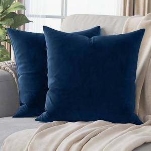 lot 20143 image: NEATERIZE Premium Velvet Pillow Covers 18x18 Dark Blue - Washable Decorative Fabric Throw Pillow Covers for Couch or Bed - Set of 2