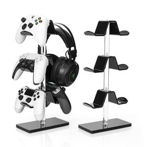 lot 19157 image: OAPRIRE Controller Holder Headset Stand 3 Tier, Adjustable Acrylic Gaming Controller Stand for PS4, PS5, SWITCH, Universal Design (Black) - Retail $626.63
