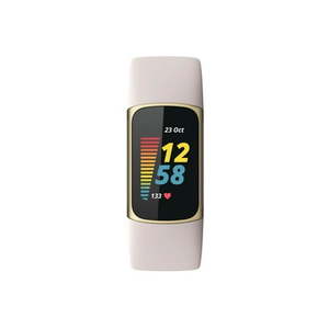 lot 19158 image: Fitbit FB421GLWTSBNDLS Charge 5 Advanced Fitness & Health Tracker WBuilt-in GPS Lunar White - Retail $149.95