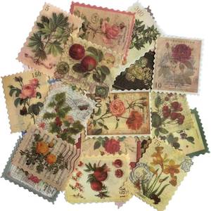 lot 19165 image: Cotrida Vintage Postage Stamp Stickers, Aesthetic Botanical Deco Paper Sticker for Scrapbooking, Journaling Supplies, Planners, Kid DIY Art Crafts, Bullet Journal Ephemera
