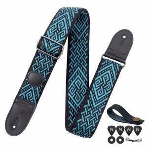 lot 19171 image: Nefelibata Guitar Strap with Pick Pocket, 2 Inch Thicker Woven Guitar Straps with Double Full Grain Leather Ends for Bass, Electric and Acoustic Guitars (Free Guitar Accessory Set)