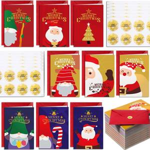 lot 19183 image: Lincia Christmas Cards with Envelopes Stickers Blank Inside Christmas Cards Bulk Boxed Vintage Christmas Cards Santa Christmas Cards Boxed Merry Christmas Cards with Envelopes and Stickers