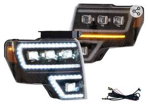 lot 19428 image: VLAND Led Headlights Compatible with Ford F-150 2009-2014(Not for F250 F350) wSequential Turn Signal, Full LED Front Lamp Assembly Including Passenger&ampDriver Sides, Clear Reflector - Retail $629.99