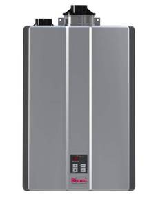 lot 19430 image: Rinnai RSC199iN Smart-Circ Condensing Gas Tankless Water Heater, Super High Efficiency Plus Natural Gas Water Heater, Up to 11 GPM, Indoor Installation, 199,000 BTU, Gray - Retail $1,866.95