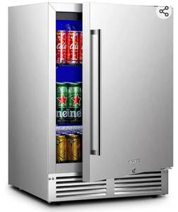 lot 19442 image: BODEGA 24 Inch Outdoor Refrigerator,Under Counter or Freestanding Outdoor Beverage Fridge with Stainless Steel Door,Beverage Refrigerator Hold 164 cans For Home Kitchen Bar Office Commercial Use