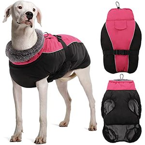 lot 19451 image: DENTRUN Warm Dog Winter Coat Dog Cold Weather Jacket Windproof Dog Fleece Vest Reflective Dog Outwear Waterproof Dog Snowsuit Cozy Doggie Turtleneck Apparel Winter Clothes for Large Dog Coat, L