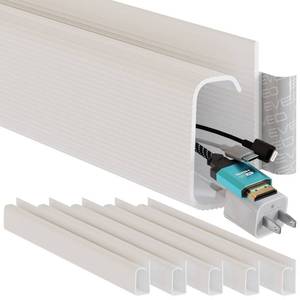 lot 19458 image: EVEO Cable Management 96 J Channel- 6 Pack Cord Cover- Cable Raceway- Cable Management Under Desk with Adhesive Stripe Built-in 6 X 16in- Easy to Install Desk Cord Organizer- Cable Raceway, White