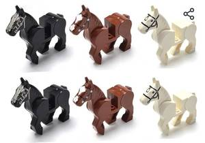 lot 19462 image: Military Steed Model Building Block Set Compatible with Minifigure, Accessories Set with Horse Whip and Saddle