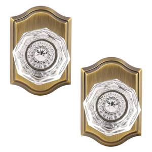 lot 19266 image: Gobrico 2 Pack Clear Crystal Dummy Knobs with Antique Brass Rosette,Single Side Dummy Handles for LeftRight Handed Door,Non-Locking Function Doorknobs,Heavy Duty