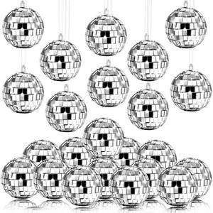 lot 19278 image: MTLEE Disco Ball Decoration Ornaments Hanging Mini Mirror Disco Ball with Rope Different Size 70s Disco Themed Party Wedding Christmas Birthday Supplies