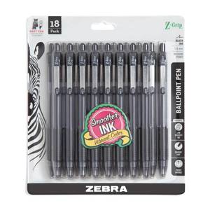 lot 19284 image: Zebra Pen Z-Grip Retractable Ballpoint Pen, Medium Point, Black Ink, 7-Pack, Model Number 22218