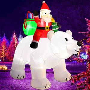 lot 19613 image: Sand Mine 6 Foot Tall Christmas Inflatable Santa Claus on Polar Bear, LED Lights Outdoor Indoor Holiday Decorations, Christmas Blow up Lawn Inflatables for Christmas Home Yard Decoration