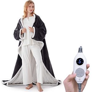 lot 20002 image: Westinghouse Electric Snuggle Throw Blankets with Foot Pocket, Wearable Heated Blanket with Sleeves, 6 Heating Levels & 2 to 10 Hours Heating Time Settings, 50  7018, Grey - Retail $101.43
