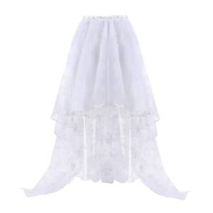 lot 20010 image: Womens Steampunk Costume Victorian Skirt Corset Dress for Girls Plus Size Wedding Dressing Ruffle High Low Outfits White XS