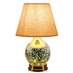 lot 20025 image: Porseme Table Lamp, Desk Lamp Bulb Included - Modern Lamp with Unique Lampshade, Handmade 3D Effect Glass Base - Perfect Table Lamp in Bedroom, Bedside, Living Room, Office (E12 LED Bulb Included)