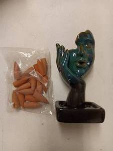 lot 20033 image: YYW Thinking Statue Backflow Incense Holder Incense Burner Waterfall Aromatherapy Ornament Home Decor&nbsp