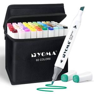 lot 20043 image: Y YOMA 60 Colors Alcohol Markers Dual Tip Markers Art Markers Set, Unique Colors (1 Marker Case) Alcohol-based Ink, Fine & Chisel, White Penholder