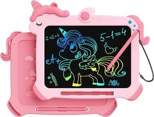 lot 20044 image: LCD Writing Tablet for Kids, Unicorn Colorful Screen Doodle Board, Erasable Electronic Drawing Pad, Educational Toy, Toddlers Travel Toy, Christmas Birthday Gift for 3 4 5 6 7 Year Old Girls Pink
