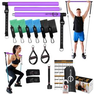 lot 20099 image: Upgraded Pilates Bar Kit - 39in Adjustable Exercise Equipment for Men, Women with 6X 20, 30, 40 lbs Resistance Bands with Adjustment Buckle - Pilates Equipment for Home Workouts for All Fitness Levels