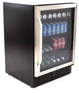 lot 18013 image: Avanti BCA516SS Beverage Cooler with Digital Temperature Control with Locking Door, Holds Up to 130 Cans and Bottles, 5.0 cu. ft, Black - Retail $835