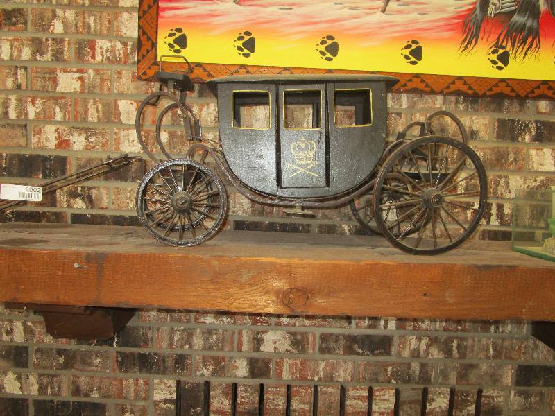 lot 2002 image: Antique Metal and Wood Stagecoach