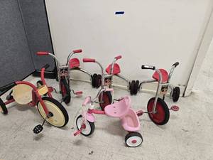 lot 25249 image: (5) Trikes - Angels, and Radio Flyer