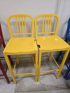 lot 25263 image: (2) Yellow Bar Height Chairs
