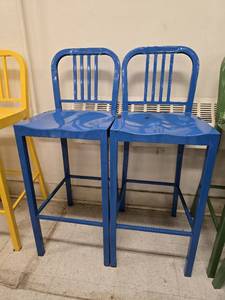 lot 25266 image: (2) Blue Bar Height Chairs