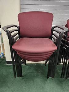 lot 48762 image: (6) Waiting Room Chairs, Burgundy And Black Metal