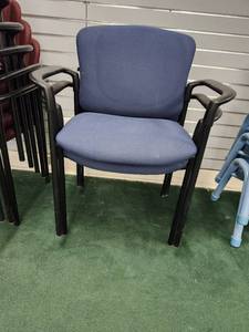 lot 48764 image: (2) Waiting Room Chairs, Blue And Black Metal