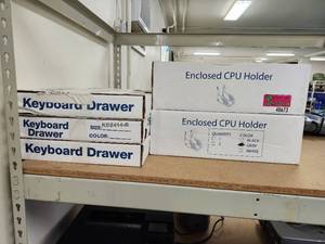 lot 48673 image: (3) Computer Keyboard Drawers And (2) Cases Of Enclosed CPU Holders