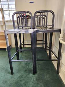 lot 48688 image: (2) Bar Height Black Metal Chairs